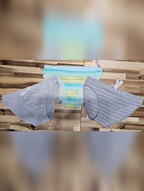 Victoria's Secret Trio Bikini Briefs in Aqua, Yellow & Gray